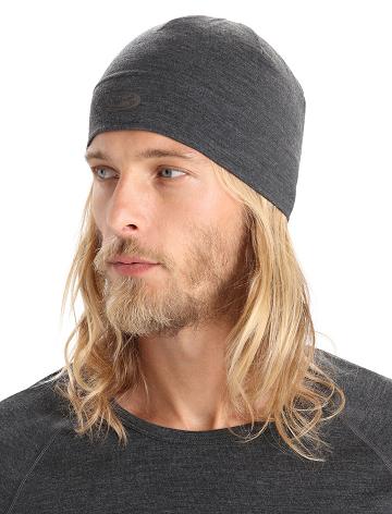 Icebreaker Unisex Merino Chase Beanie Férfi Kalap Fekete Szürke | HU 1098PJJQ